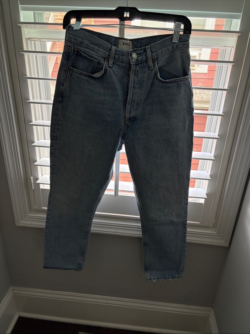 Agolde Women’s Slim Straight Jeans in Washed Gray-Blue
